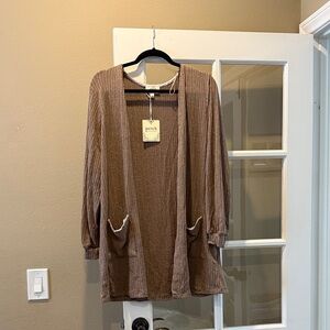 Perch Brown Open-Front Cardigan